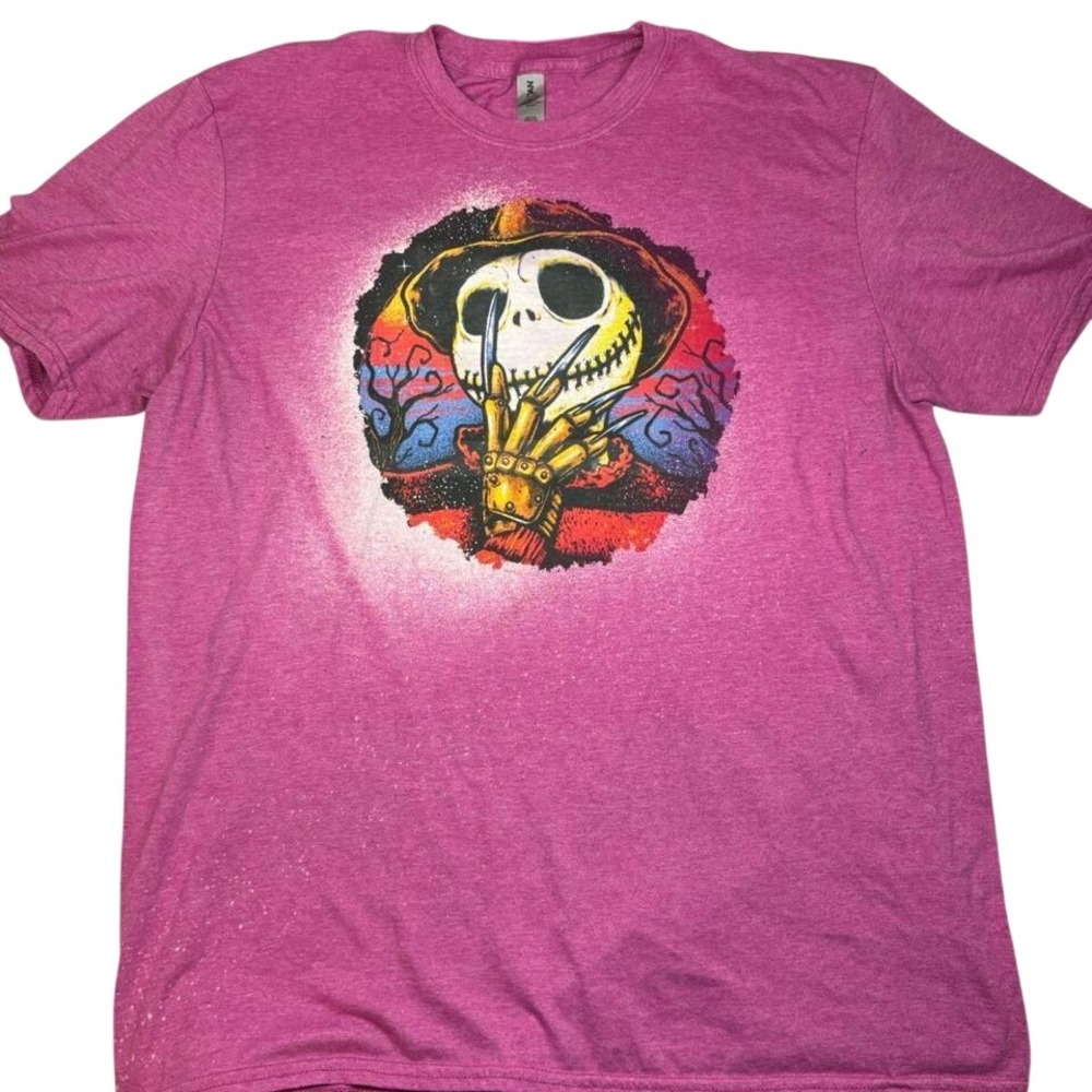 Jack Skellington Nightmare Freddy Krueger Fusion Graphic Tee XL Pink Whimsigoth